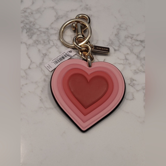 Coach 70's Heart Burst Bag Charm In Signature Canvas - Picture 4 of 6